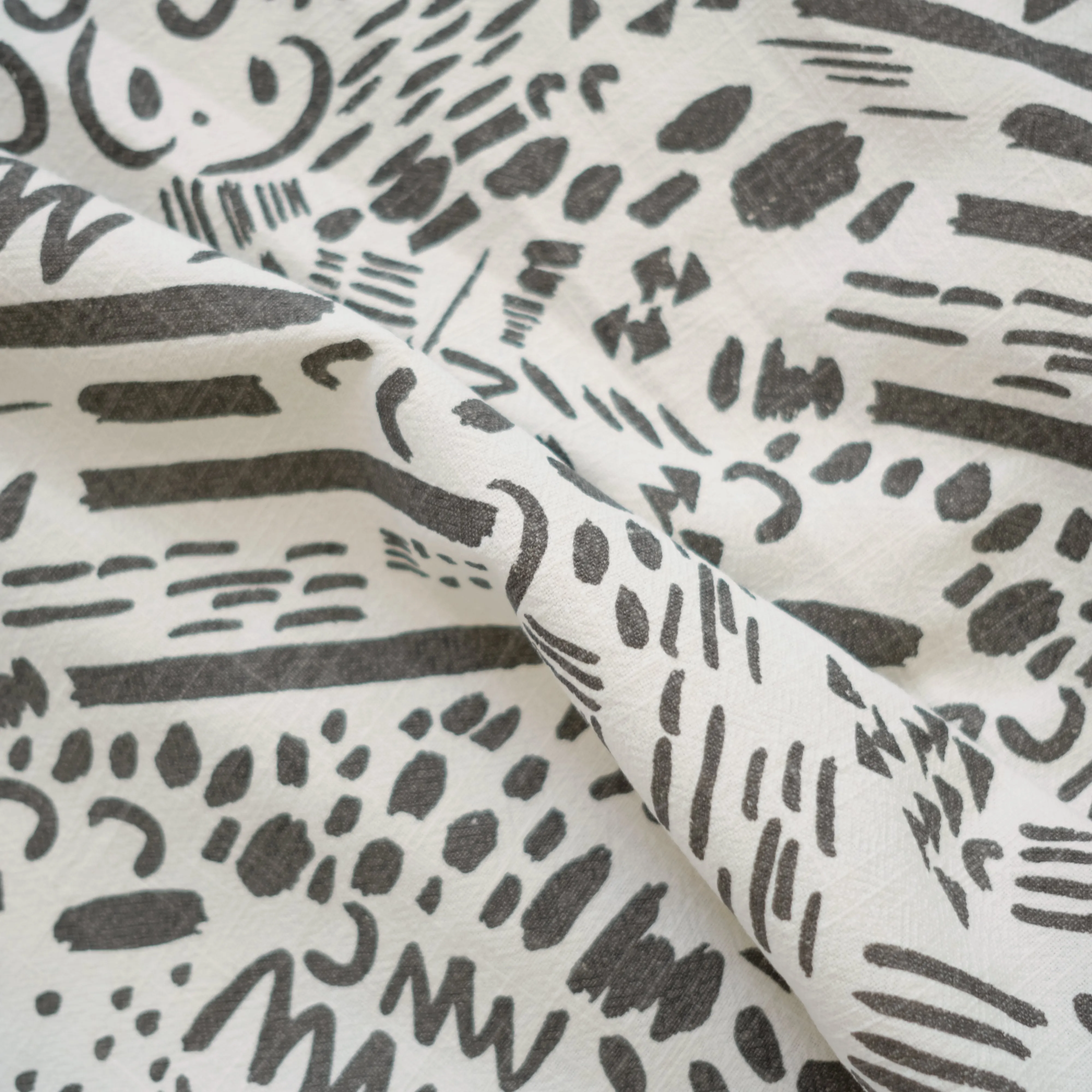 DASHES & MOONS in CHARCOAL - Fabric by the yard