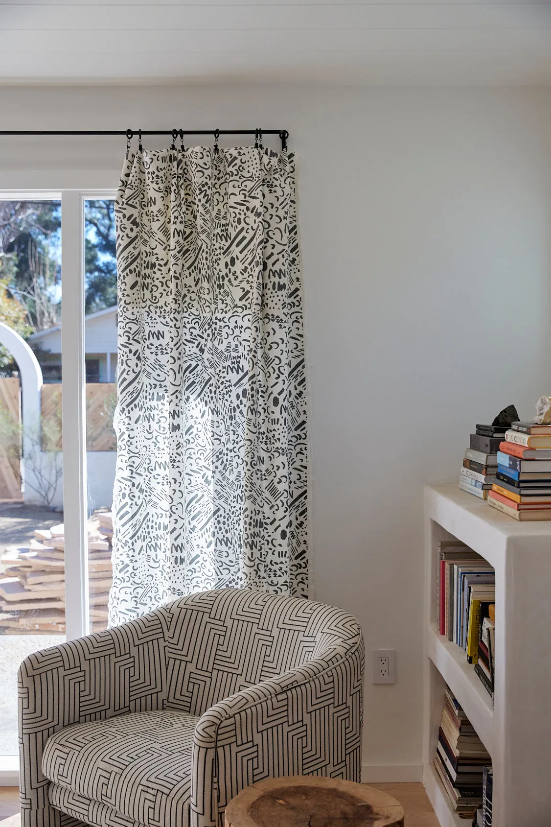 DASHES & MOONS in CHARCOAL - Fabric by the yard