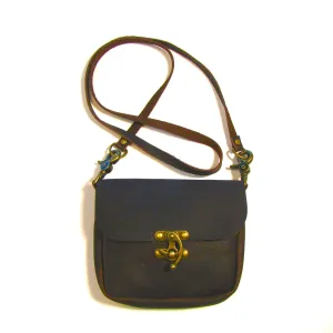 DC054  Clip Pouch w/ Antique Brass Latch- Dark Brown
