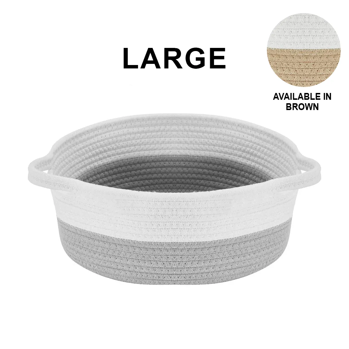 Decomomo Cotton Woven Rope Basket - Round Large (1 Pack)