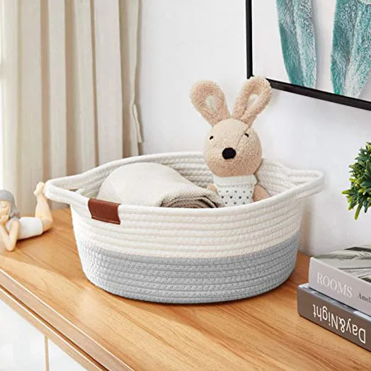 Decomomo Cotton Woven Rope Basket - Round Large (2 Pack)