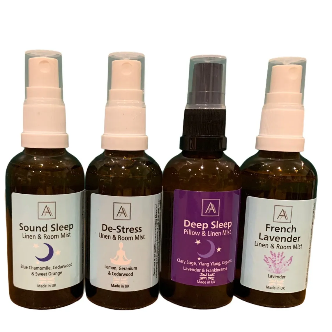 Deep Sleep, De-stress, Lavender and Sound Sound Linen and Room Mist Set