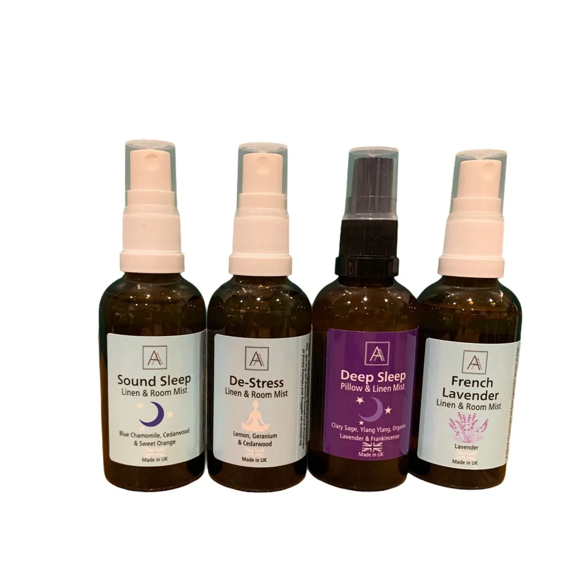 Deep Sleep, De-stress, Lavender and Sound Sound Linen and Room Mist Set