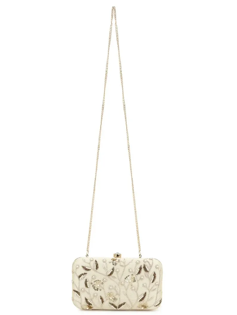 Designer Embellished Faux Silk Clutch