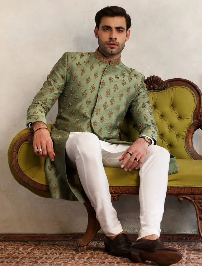 Designer Sage Green Sherwani Dress for Wedding #GN90