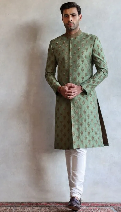 Designer Sage Green Sherwani Dress for Wedding #GN90