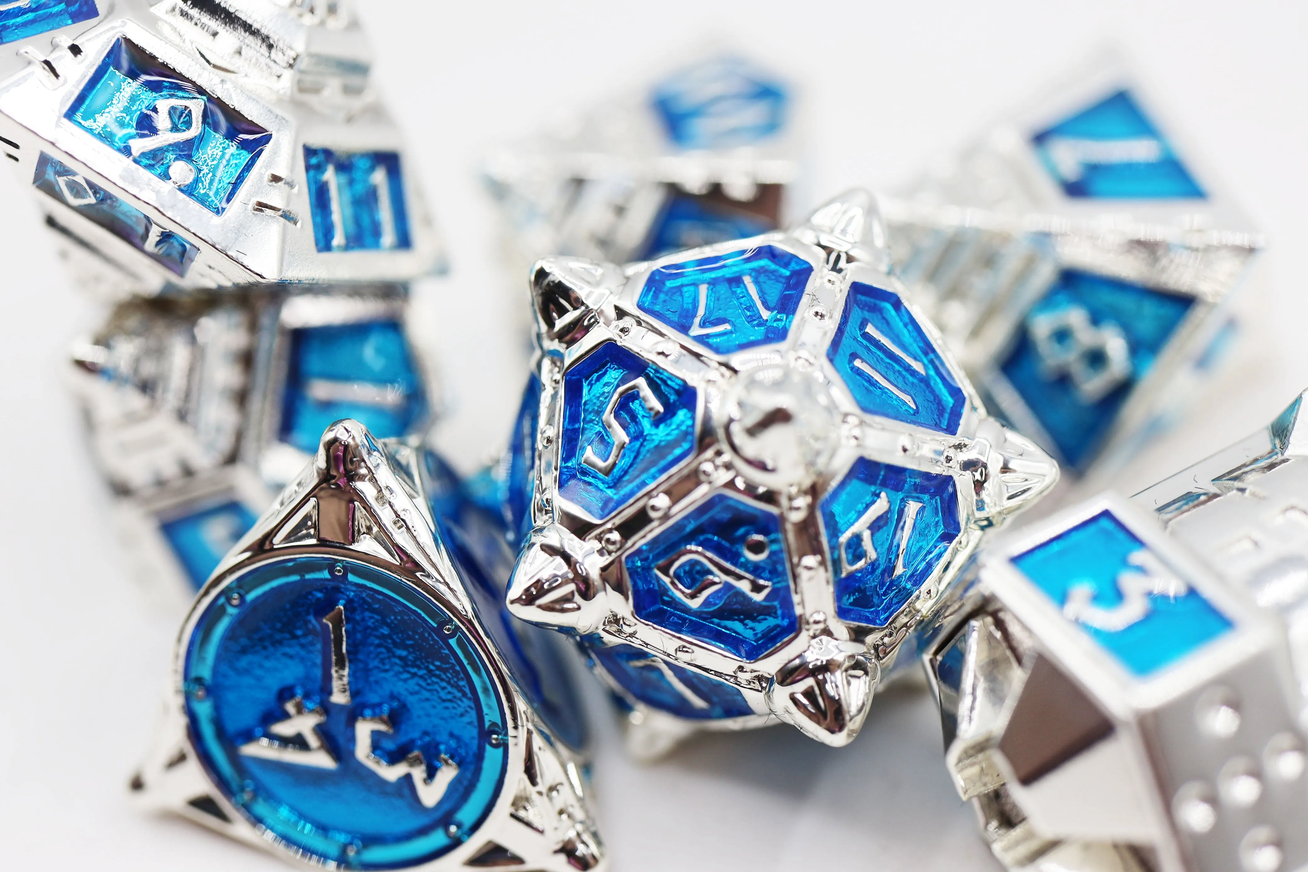 Dice 51: Interstellar Indigo - Metal RPG Dice Set
