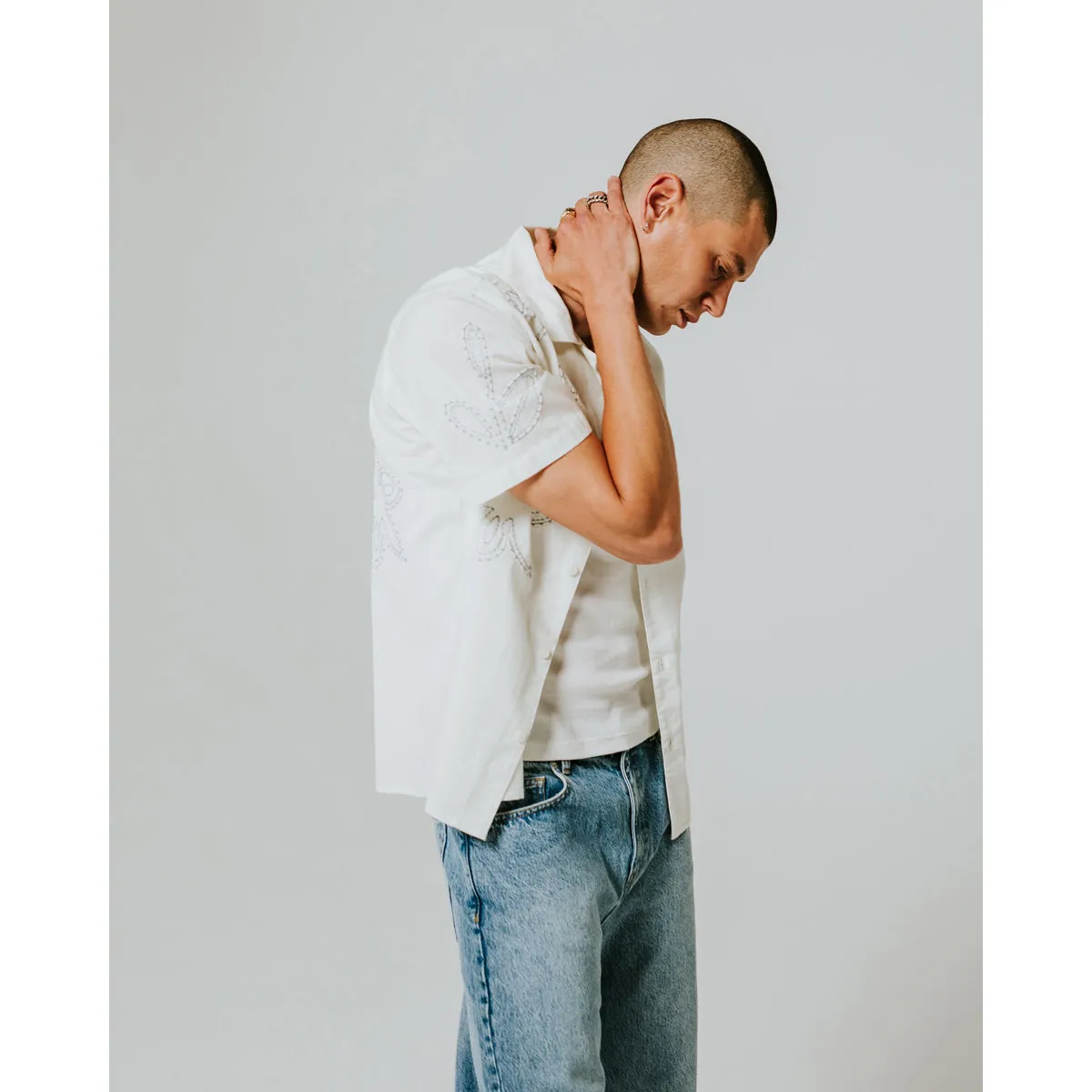 Didcot Shirt | Oversized Floral/Ecru/Pale Blue