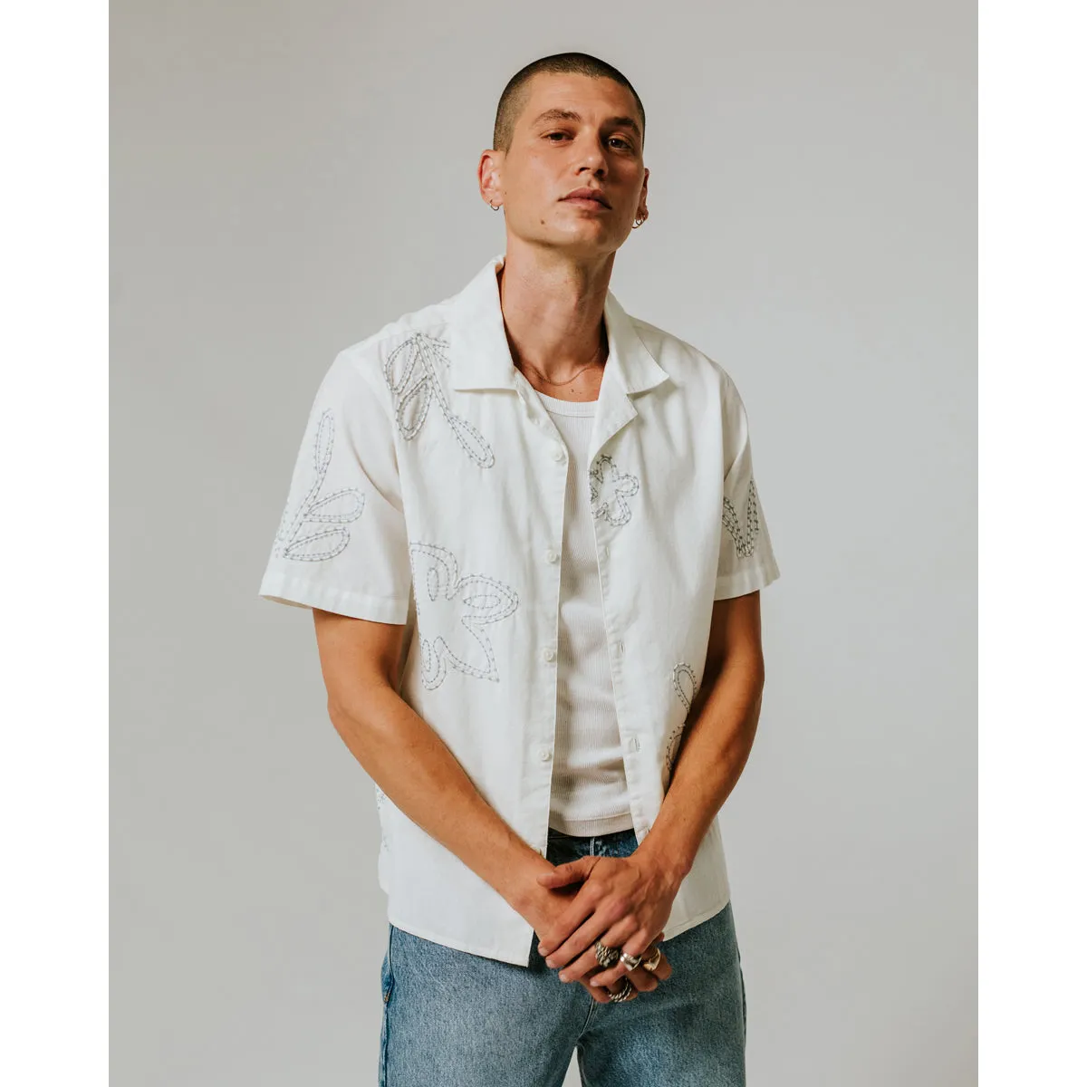Didcot Shirt | Oversized Floral/Ecru/Pale Blue