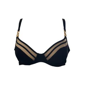 Dior Black Silk Mesh Logo Bra