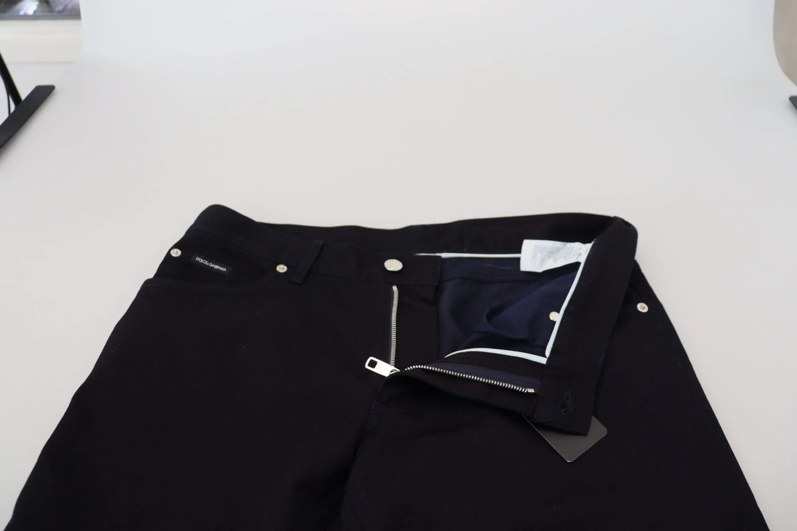 Dolce & Gabbana Elegant Black Silk Blend Denim Pants