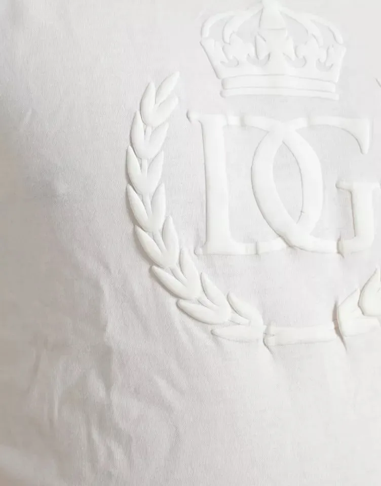 Dolce & Gabbana White Logo Embossed Crew Neck Short Sleeves T-shirt