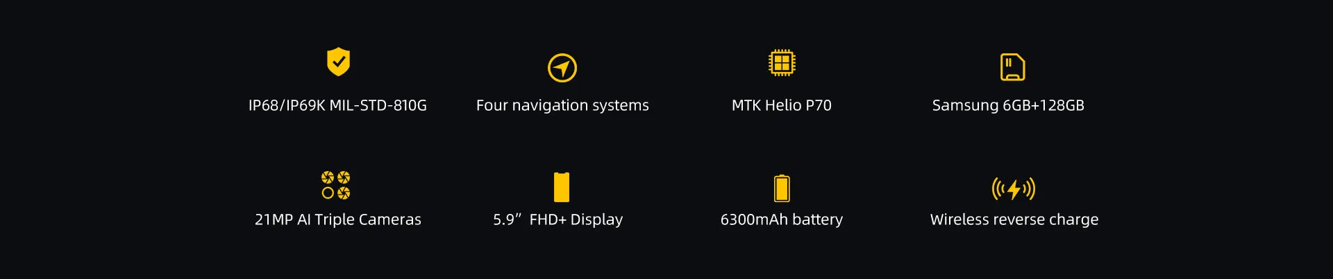 Doogee S68 Pro Cellphone Helio P70 Octa-core 6GB 128GB Memory 21MP 16MP 8MP 8MP Camera 5.84"" IPS Display 6300mAh 12V/2A Charge Smartphone Black_European version