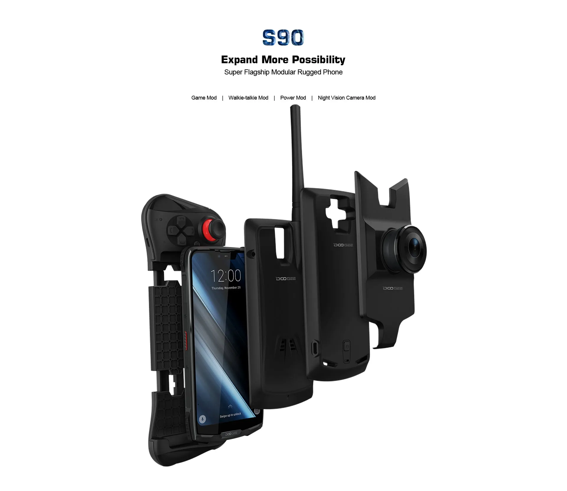 DOOGEE S90 6.18'' MT6671 6GB RAM 128GB ROM Waterproof Shockproof 5050mAh 16MP Smartphone - Super Edition Black, EU PLUG