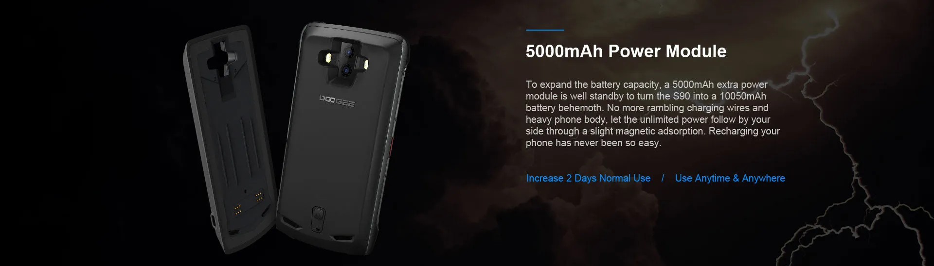 DOOGEE S90 6.18'' MT6671 6GB RAM 128GB ROM Waterproof Shockproof 5050mAh 16MP Smartphone - Super Edition Black, EU PLUG