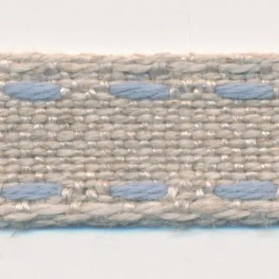 Double Stitched Linen Ribbon #7 Ecru & Light Blue