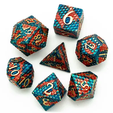 Dragon Scale: Blue Fire - Metal RPG Dice Set