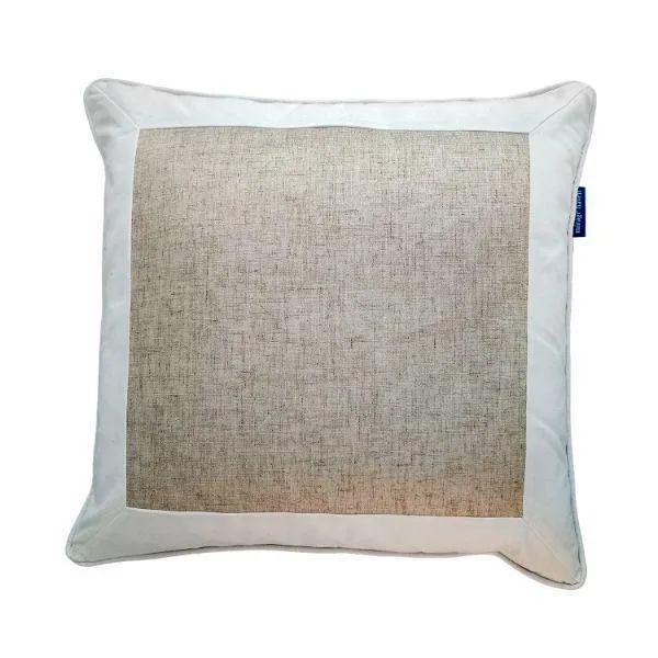 Eastwood White & Jute Thick Border Cushion 50cm x 50cm
