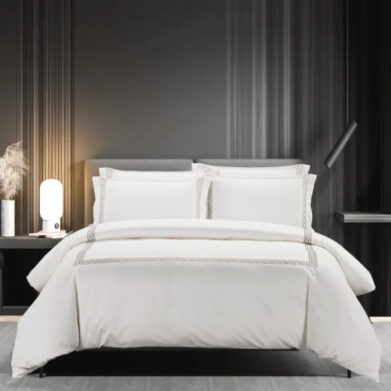 Egyptian Cotton 300 Thread Count Opulence Collection Emily Cream Duvet Cover Set
