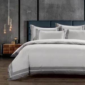 Egyptian Cotton 400 Thread Count Fiorenza Grey & Silver Duvet Cover Set