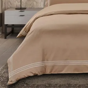 Egyptian Cotton 400 Thread Count Giorgio Stone & Cream Duvet Cover Set