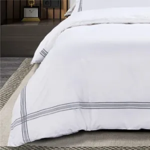 Egyptian Cotton 400 Thread Count Giorgio White & Grey Duvet Cover Set