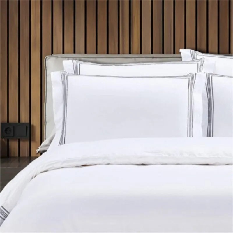 Egyptian Cotton 400 Thread Count Giorgio White & Grey Duvet Cover Set