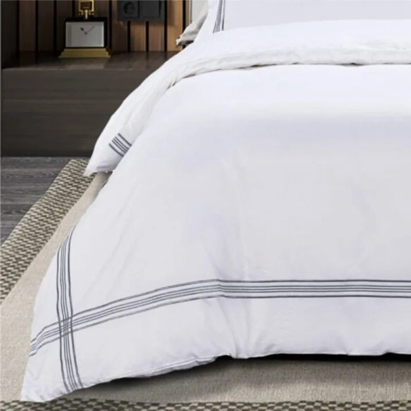 Egyptian Cotton 400 Thread Count Giorgio White & Grey Duvet Cover Set