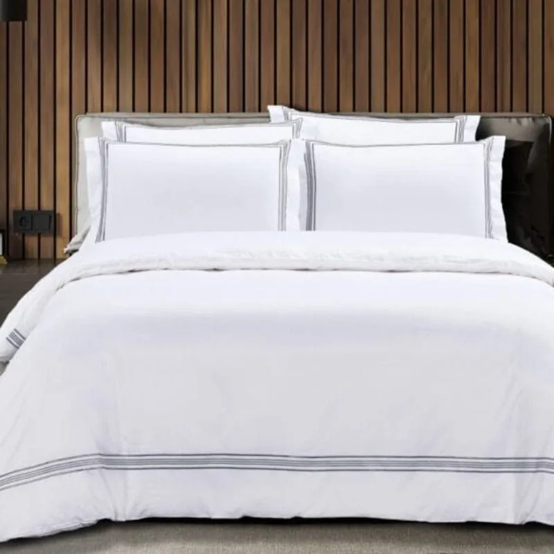 Egyptian Cotton 400 Thread Count Giorgio White & Grey Duvet Cover Set