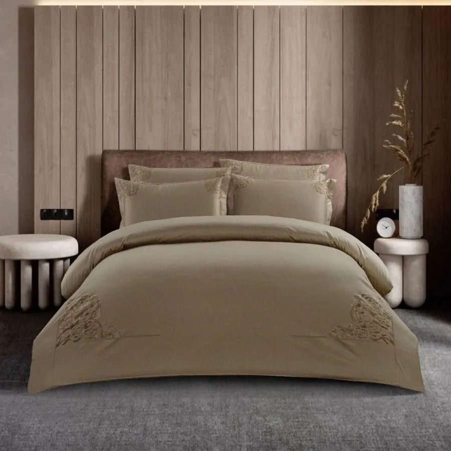 Egyptian Cotton 400 Thread Count Lorena Stone Duvet Cover Set