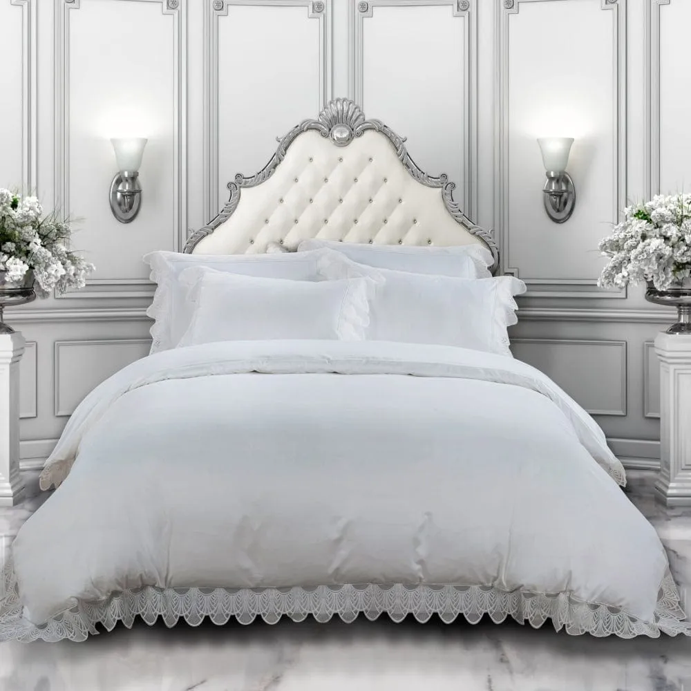 Egyptian Cotton 400 Thread Count Windsor White  Duvet Cover Set