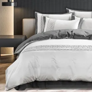 Egyptian Cotton Donatela White & Grey 400 Thread Count  Duvet Cover Set