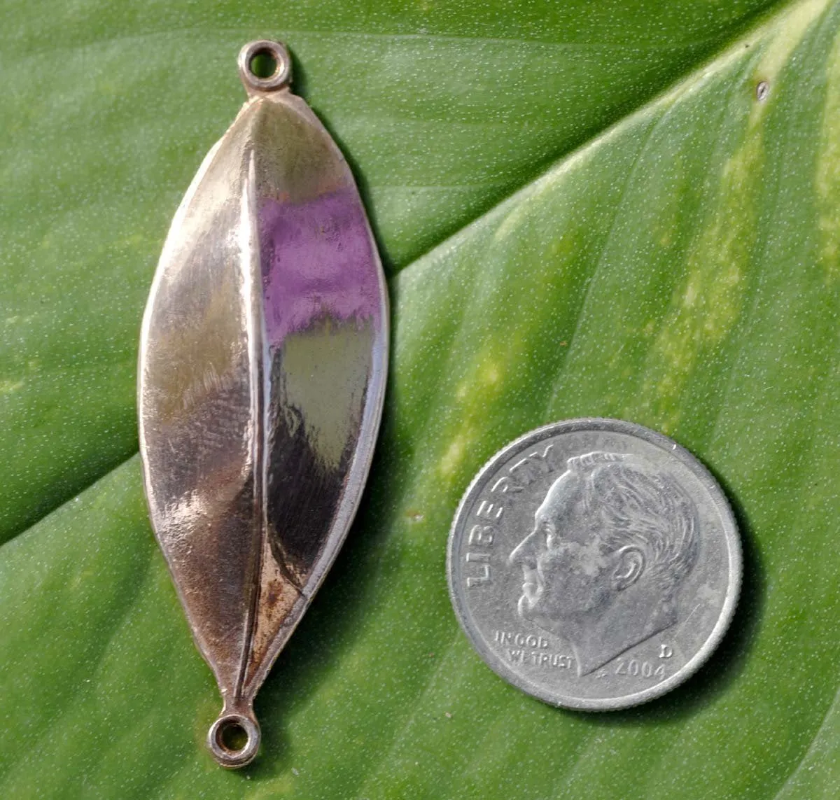 Embossed Leaf Shape 44.2mm x 15mm with Two Holes, Blank Cutout for Enameling Stamping Texturing Variety of Metals,
