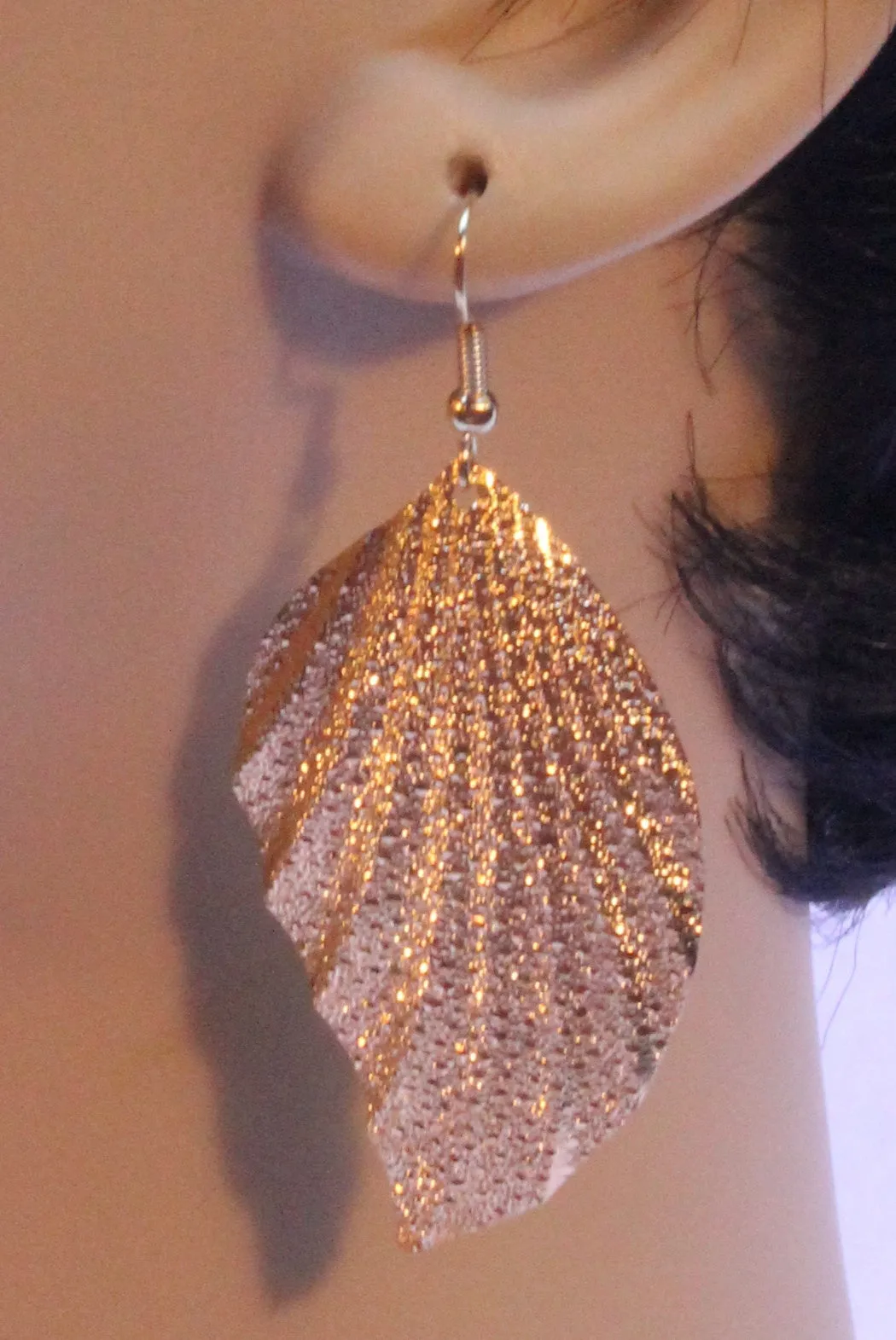 Embossed Metal Leaf Earrings