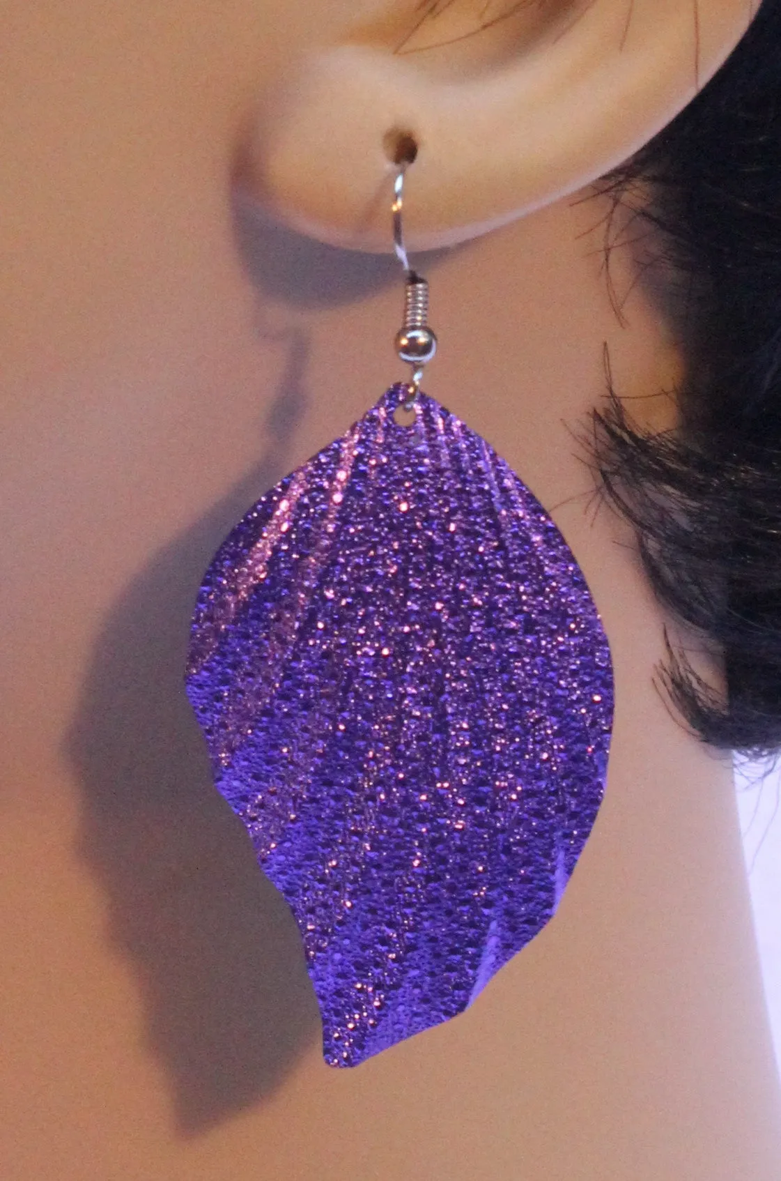 Embossed Metal Leaf Earrings