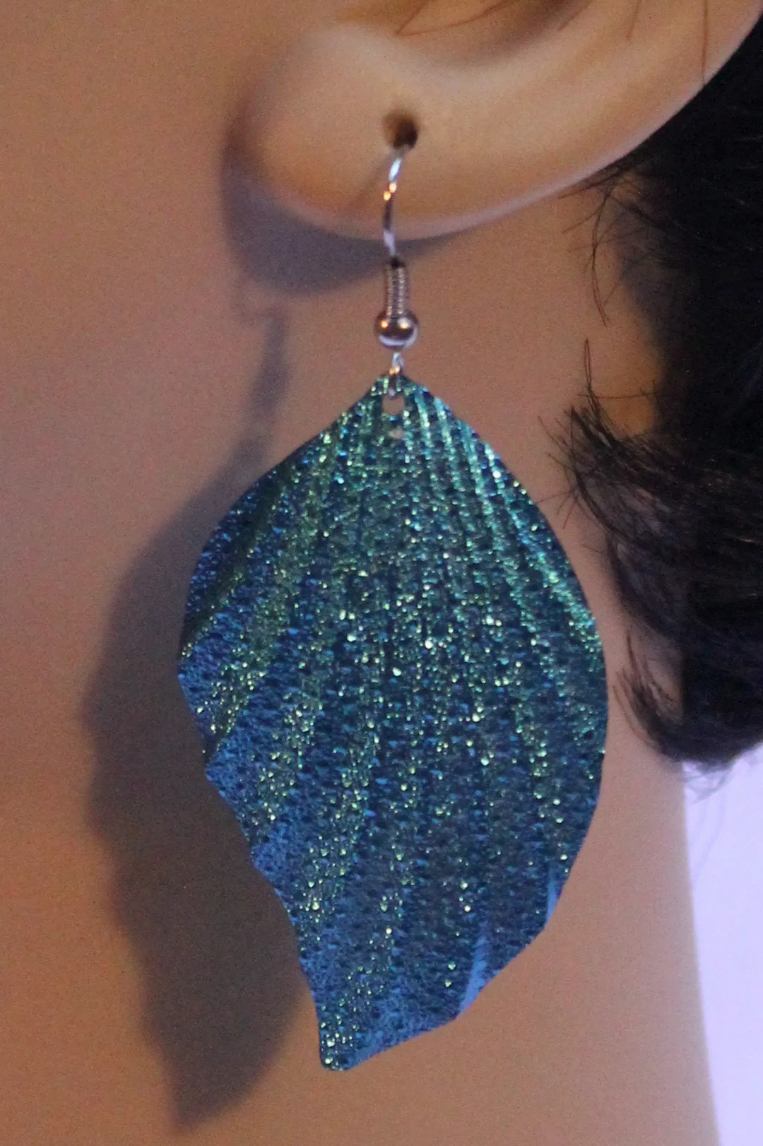Embossed Metal Leaf Earrings