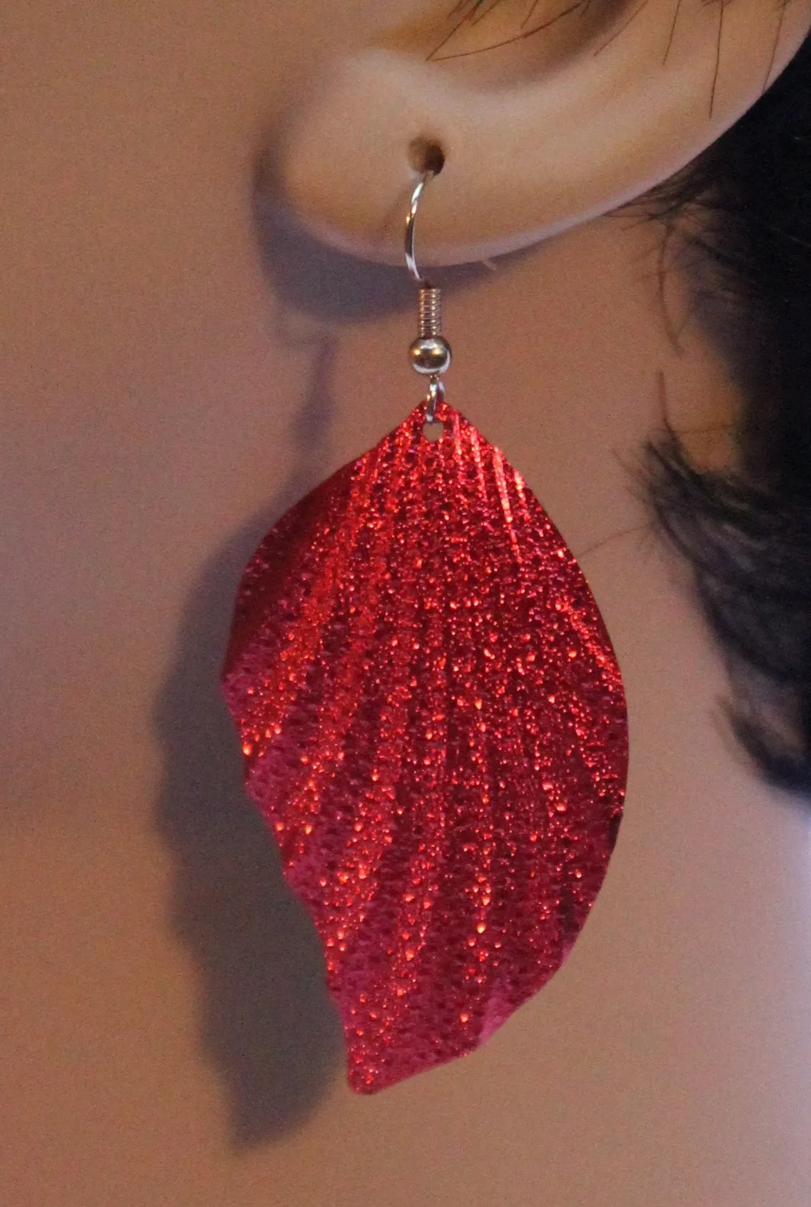 Embossed Metal Leaf Earrings