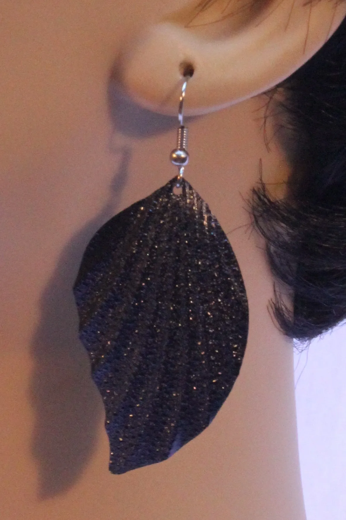 Embossed Metal Leaf Earrings