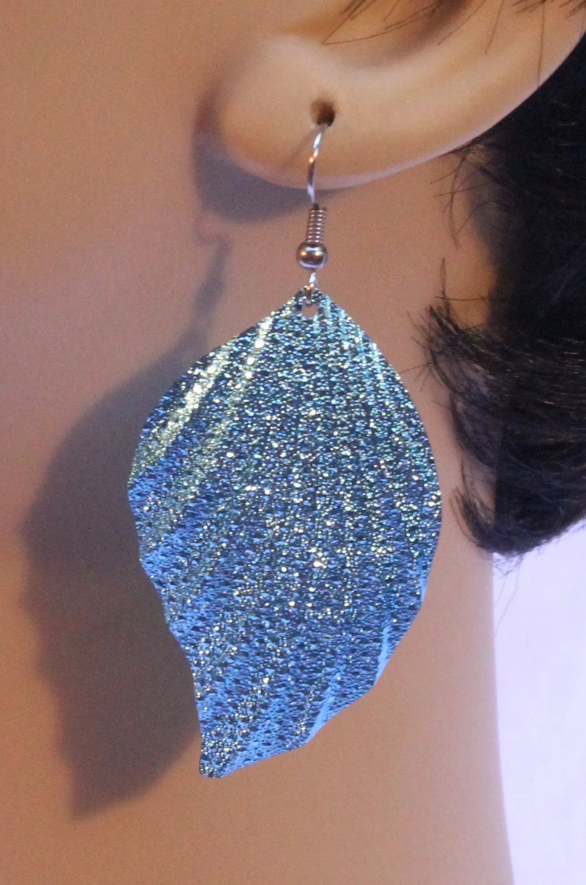 Embossed Metal Leaf Earrings