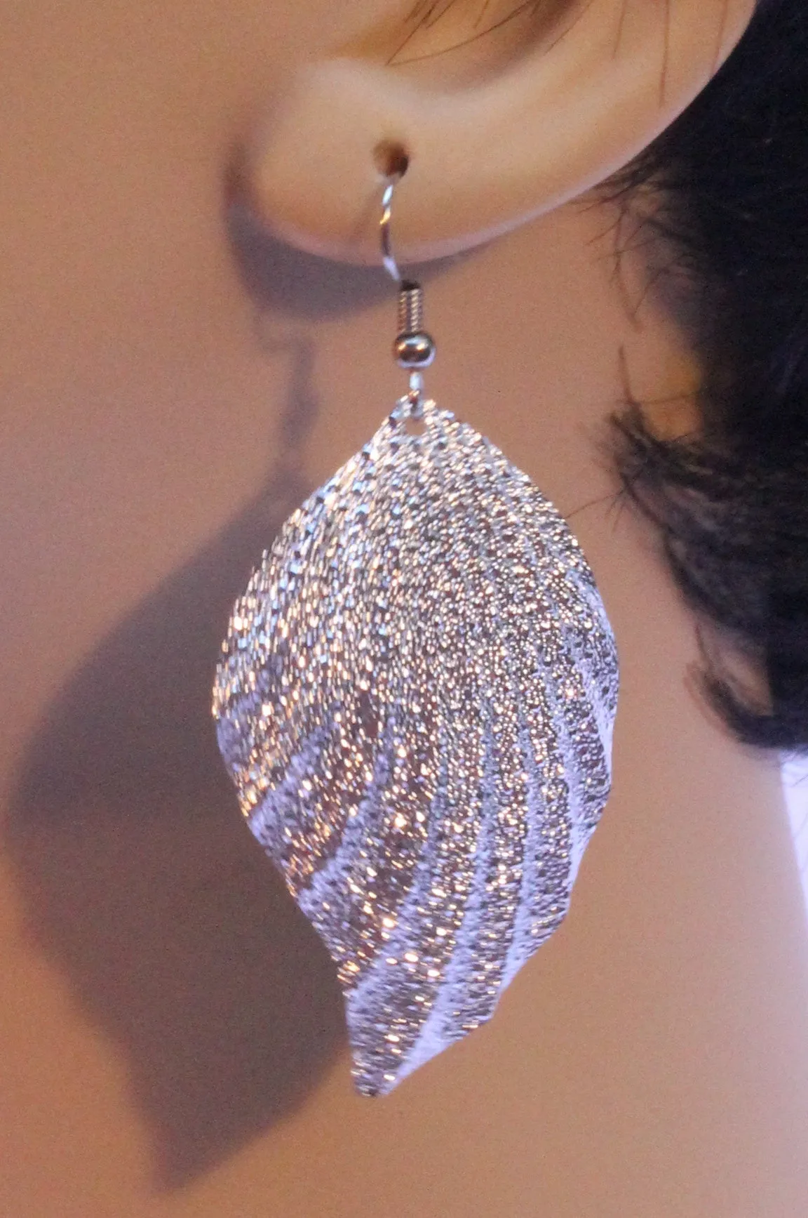 Embossed Metal Leaf Earrings