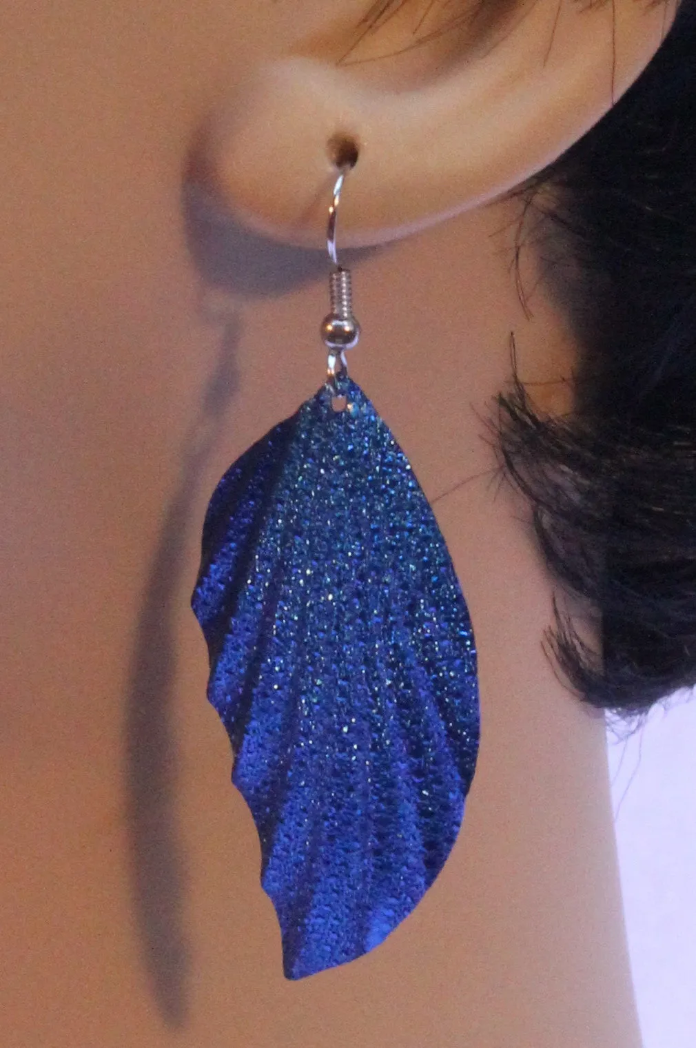 Embossed Metal Leaf Earrings