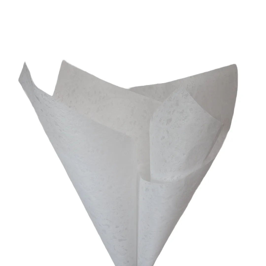 Embossed Non-woven Flower Wrapping Coral White 80gsm Pack 50 (50x70cm)