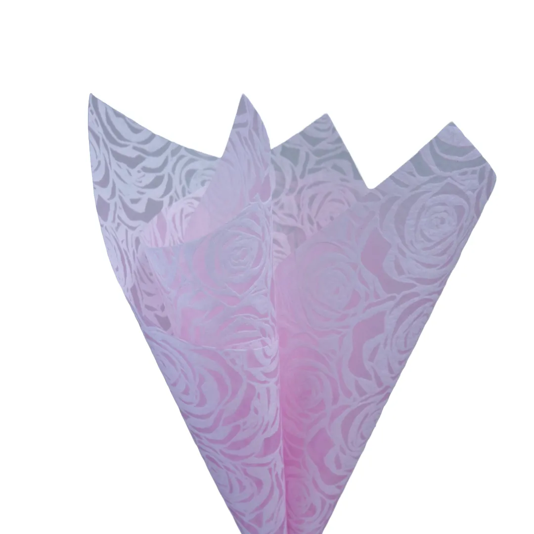 Embossed Non-woven Flower Wrapping English Pink 80gsm Pack 50 (50x70cm)