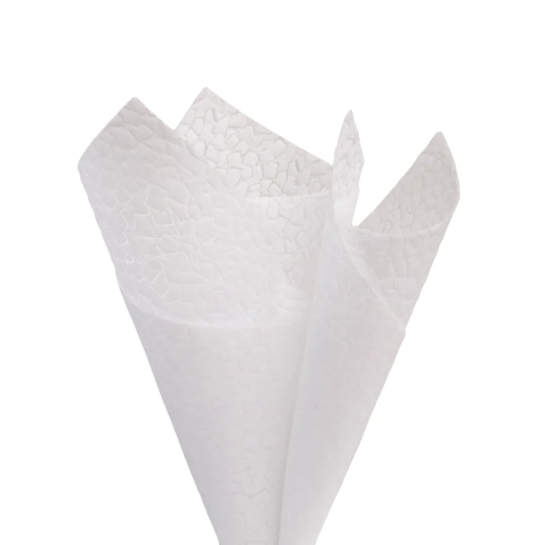 Embossed Non-woven Flower Wrapping Stone White 80gsm Pack 50 (50x70cm)