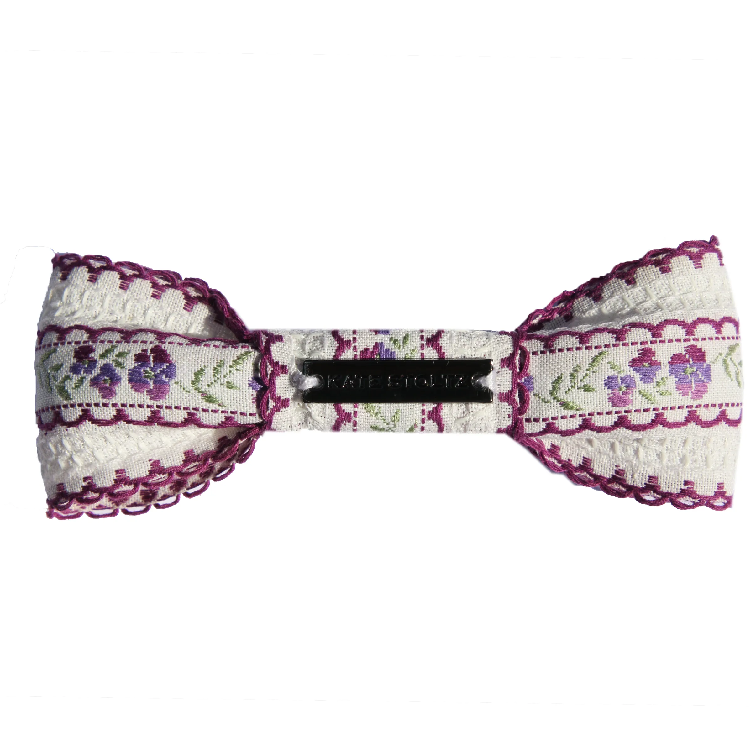 Embroidered Floral Hair Clip / 2 Colors