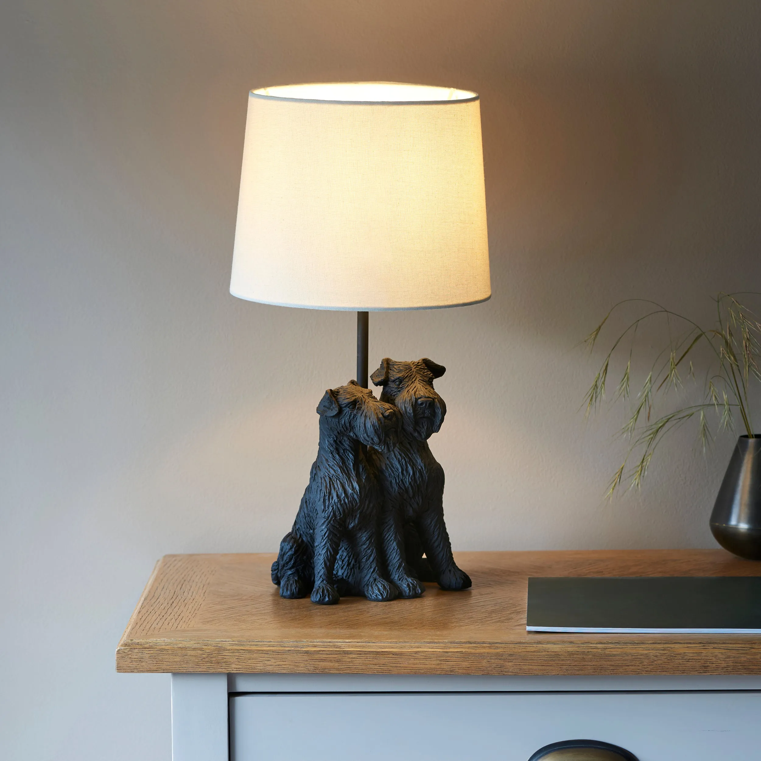 Endon 106794 Westie 1lt Table Matt black & natural linen 7W LED E14 (Required)