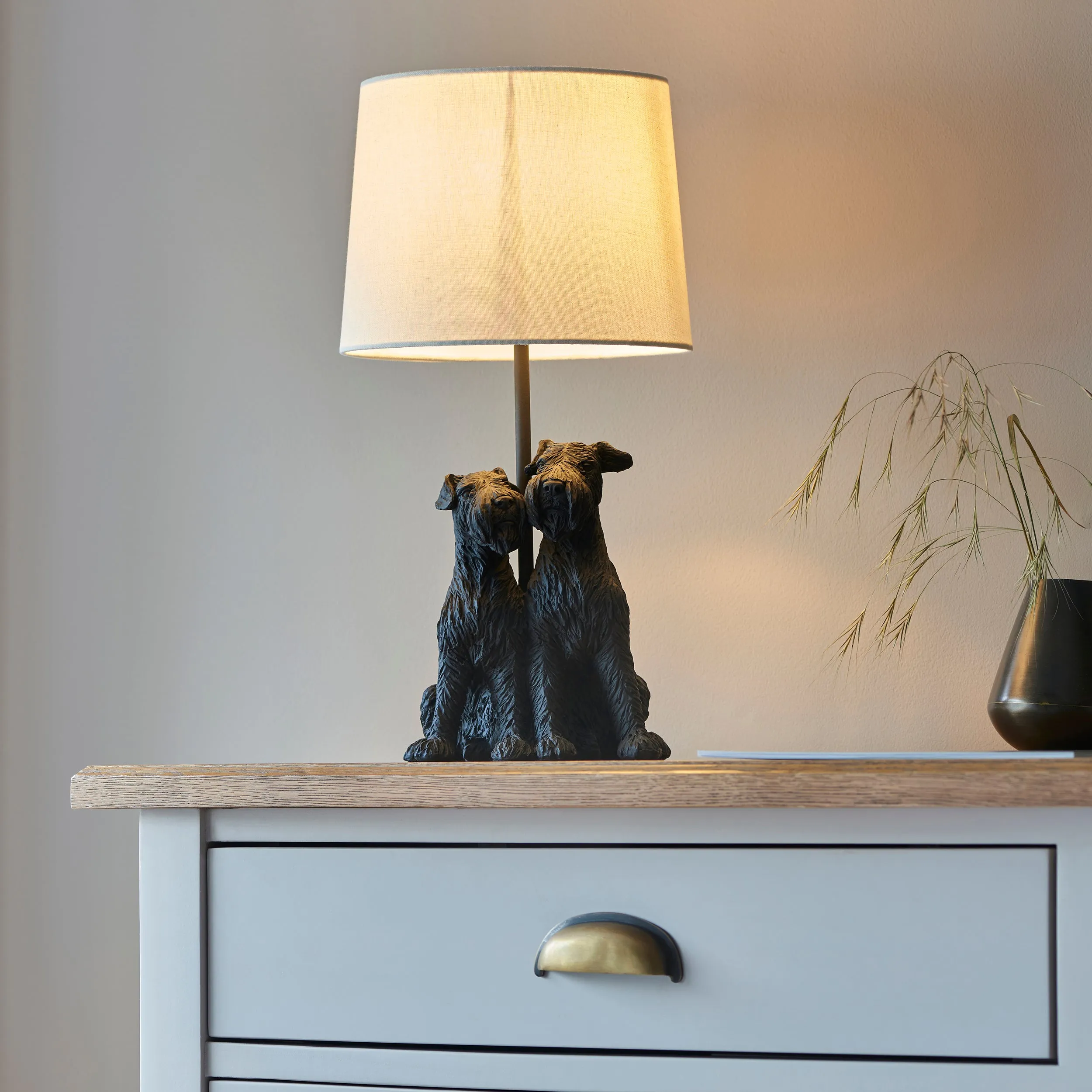 Endon 106794 Westie 1lt Table Matt black & natural linen 7W LED E14 (Required)