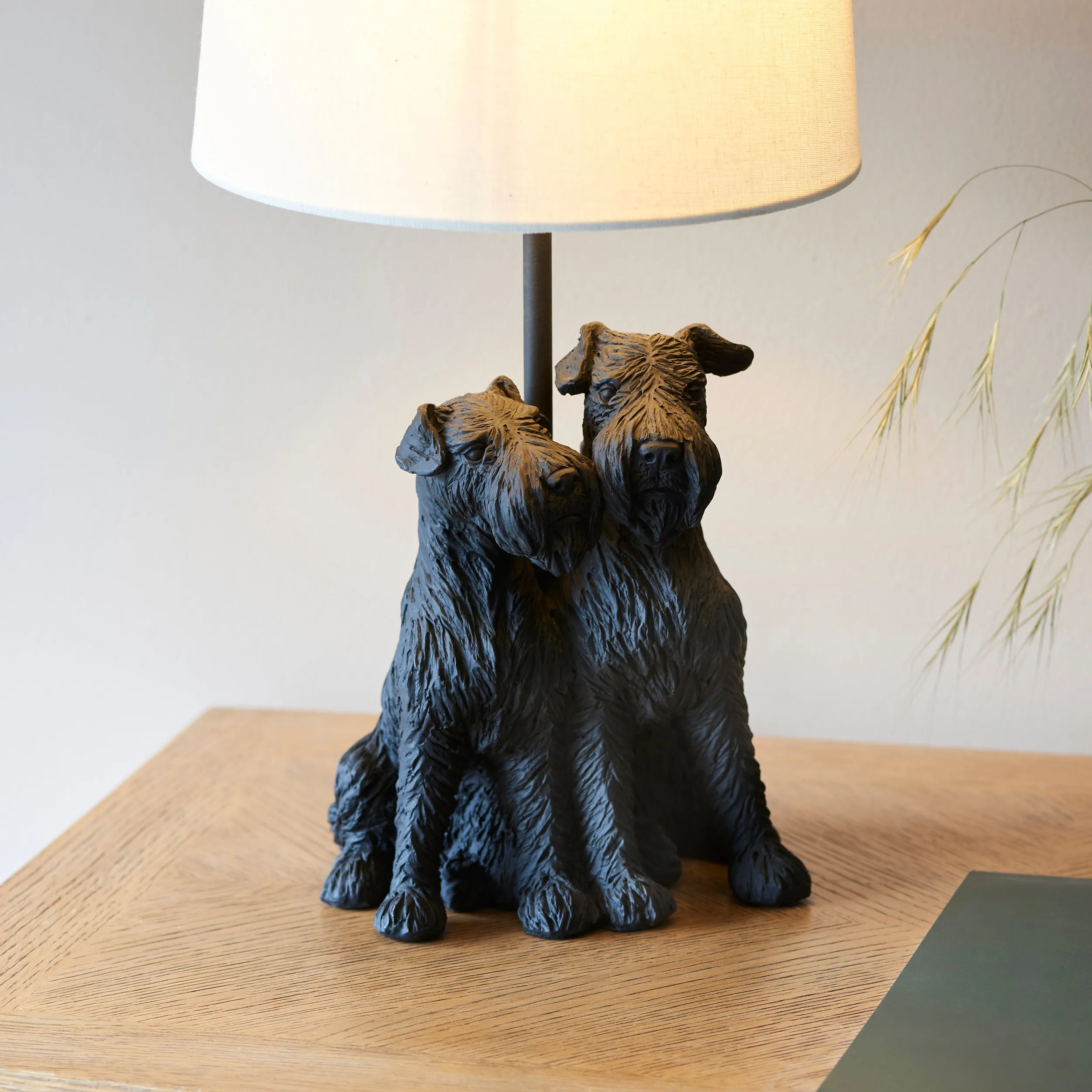 Endon 106794 Westie 1lt Table Matt black & natural linen 7W LED E14 (Required)