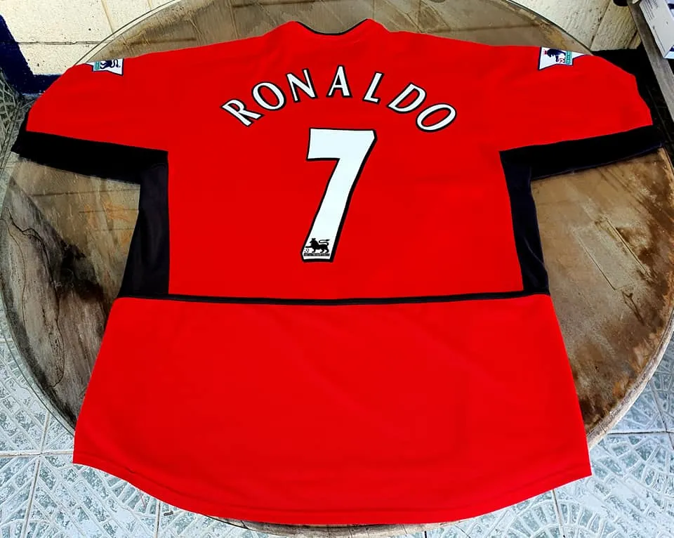 ENGLISH PREMIER MANCHESTER UNITED FC 2002-03 EPL CHAMPION RONALDO 7 HOME JERSEY NIKE SHIRT LARGE   SOLD OUT !