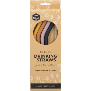 Ever Eco | Silicone Straws Bent Golden Hour 4pk